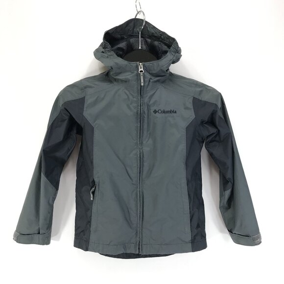 Columbia Full Zip Hooded Rain Coat / Jacket Youth Size XS / 6-7 Gray Adjustable - Picture 1 of 8